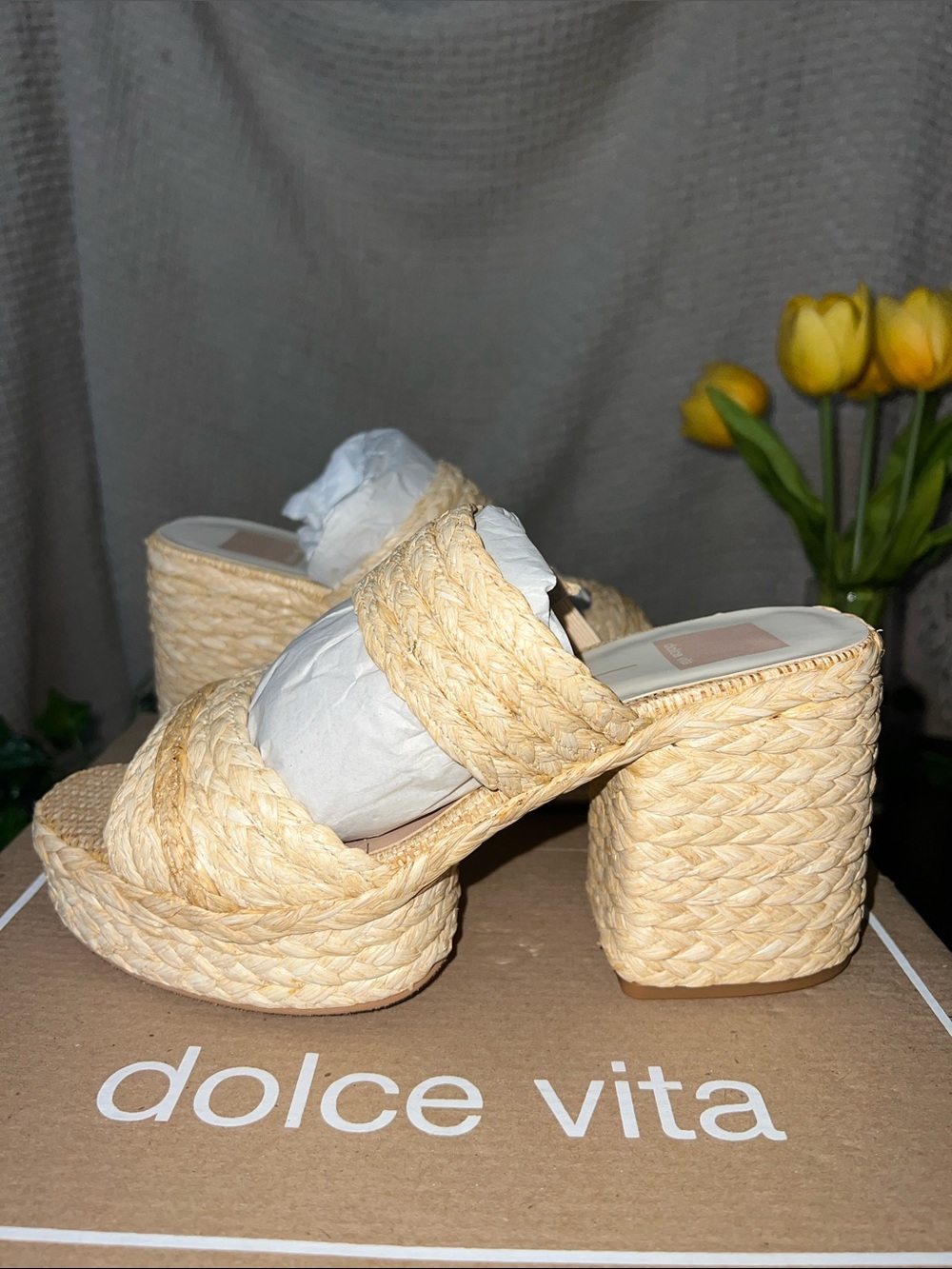 Dolce Vita Natural Braided Platform Slide Sandals